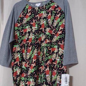 NWT Lularoe 2XL Randy style Disney 3/4 sleeve with Miss Piggy and Kermit